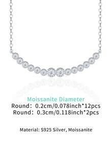 Dây chuyền bạc 925 đính đá Moissanite, mặt dây chuyền tối giản không gây dị ứng, món quà sang trọng cho Ngày Valentine, Ngày của Mẹ, Sinh nhật, Bạn gái, Vợ, Mẹ (Hộp quà kèm giấy chứng nhận) - Bạc - Xem 3