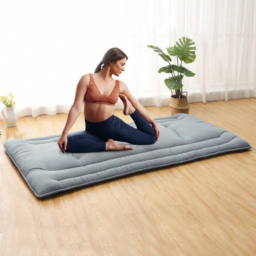 Foldable Floor Mattress, Japanese-Style Roll-Up Foam Sleeping Mat, Space-Saving Tatami Floor Bed for Living Room or Bedroom - Gris claro TWIN (99*203cm) EE. UU. - Ver 1