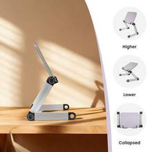 Adjustable Book Holder Stand Lightweight Aluminum Ergonomic Reading & Cooking Book Stand With 360° Rotation For Textbooks Tablets Magazines Recipe Books Office And Home Use - White - View 4