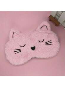Cute 3D Cat Plush Sleep Mask, Suitable For Men And Women - Adjustable, Soft Polyester Eye Mask With Elastic Band, Suitable For Office Naps, Travel, And Home Use - Black - View 5