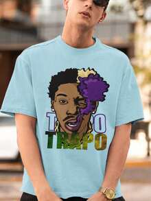Camiseta Oversized Larga Streetwear Rua Trapo Rap Hip Hop Tumblr Masculino Feminino Unissex - Azul bebê - Visão 1