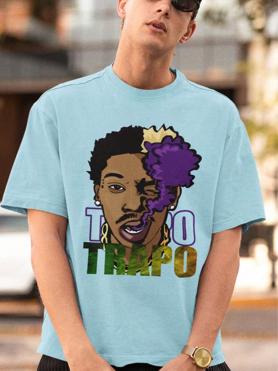 Camiseta Oversized Larga Streetwear Rua Trapo Rap Hip Hop Tumblr Masculino Feminino Unissex - Azul bebê - Visão 1