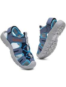 Dép xăng đan thể thao thường ngày cho trẻ em, dép xăng đan ngoài trời nhẹ và thời trang dành cho bé gái và bé trai. - Màu xanh nhạt - Xem 12