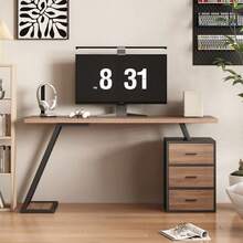 Home Office Desks - Dark Brown + MDF-1 - View 1