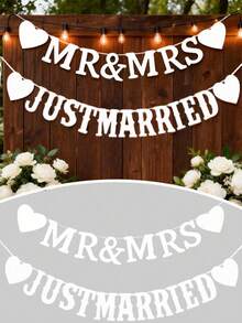 2/1pc Băng rôn tiệc độc thân cô dâu Just Married,Mr & Mrs,Băng rôn đám cưới, Cờ treo trang trí bằng giấy cứng, Phụ kiện tiệc lãng mạn cho tiệc độc thân cô dâu kỷ niệm,Tiệc đính hôn Dây treo đám cưới Biển đón khách Quà tặng phù dâu - A - Xem 7