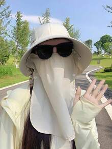 女士三合一防晒面罩帽带颈套，户外骑行钓鱼防紫外线遮阳帽 - 遮陽帽 - 查看 4