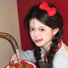 可爱棉质蝴蝶结发夹 - 柔软毛绒鸭嘴夹，适合女孩和女士 - 彩色 - 查看 3