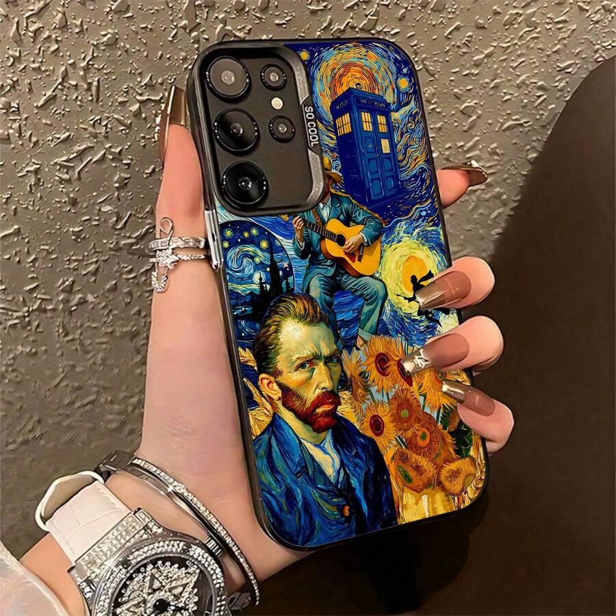 Funda para teléfono inspirada en el arte de Vincent Van Gogh. Compatible con fundas para Samsung, 17, 16 Pro Max, 15 Pro Max, 13 y 12. Fabricada en TPU, ofrece protección contra golpes y caídas. Un regalo ideal para familiares, amigos, seres queridos, novios/novias y para Pascua. - Negro - Ver 1