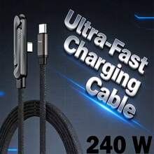 合金金属支架 240W 可折叠手机支架及数据线，Type-C 转 Lightning，多角度可调尼龙编织线，65W USB/Type-C 转 Type-C 接口，高速数据传输及快速充电，兼容 及其他智能设备，妇女节礼物 - 黑色 - 查看 8