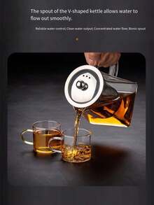 1个高硼硅方形玻璃茶壶，带不锈钢滤网，厚壁茶壶，功夫茶具，本地茶壶，节日礼物，居家，酒店，露营用 - 透明 - 查看 8