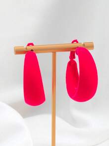 1对经典圆形时尚简约百搭耳环，适合日常佩戴 - 彩色 - 查看 3