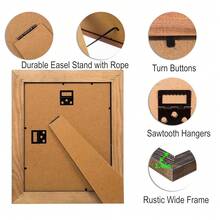 SimpleMe 1OO% Solid Wood Picture Frames 5x7 With Glass 2 Pack - Rustic Wooden Photo Frame Wall Or Tabletop Display, Wide Moulding - Grey - 灰色5x72包裝 - 查看 4