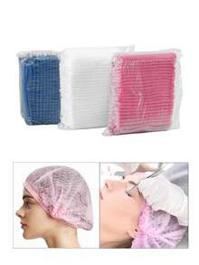 100pcs/50pcs Disposable Hats, Kitchen Chef Caps, Dust-Proof Caps, Food Hairnets, Non-Woven Sanitary Caps, Kitchen Anti-Oil Food Caps, Shower Caps, Breathable Caps For Beauty Salons, Work Hats, Suitable For Electronics Industry, Cleaning Work, Industrial Operations, Nail Salons, Cleanrooms, Laboratories, Beauty Salons, Food Processing And Other Occasions. - Multicolor - View 3