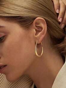 1 Pair Women's Elegant Water Drop Hoop Earrings - Fashionable Retro Style, Suitable For Party And Vacation, Unique Earrings, Essential Daily Casual Wear - Multicolor - View 1