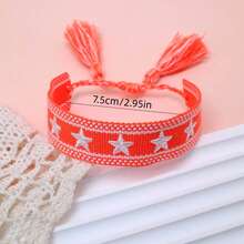 1pc Embroidered Pentagram Handmade Braided Bracelet - Orange - View 6