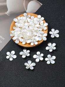 30 bông hoa đào nhỏ năm cánh màu ngọc trai bằng nhựa, thích hợp để tự làm vòng tay, vòng cổ, đồ thủ công hoa đơn giản, cây cảnh, phụ kiện trang trí, trang trí quần áo, vật liệu tự làm cho đám cưới và cô dâu. - trắng - Xem 1
