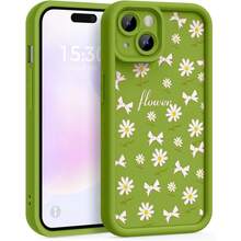 Case For IPhone 13, Pretty Pattern Design For Girls Women Silicone Cover, Soft TPU Material, Thicker Frame Shockproof Protective Girly Case For IPhone 13 (Pink Bow) - Daisy Bloom - View 3