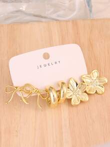 6-18pcs Gold Tone Fashion Earring Set, Stylish And Elegant, Suitable For Various Outfits - Gold - View 7