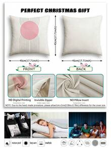 4件套现代简约线条风格抱枕套，波西米亚风线条图案抱枕套，拉链可拆卸水洗，家居装饰，沙发靠垫套，适用于卧室、客厅、沙发、汽车、椅子腰枕、户外露台露营垫，不含枕芯 - 柔霧粉 - 查看 4