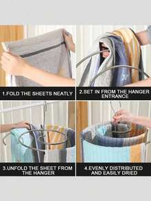 1 pieza Tendedero de ropa en espiral de acero inoxidable, de forma redonda minimalista y ahorra espacio para colgar sábanas - Multicolor - Ver 8