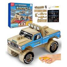 DIY Bigfoot 1 Monster Truck Wooden Kit W/Stickers Small 5 - Officially Licensed Building Kit - Wood Building Kits For Stem Toys For Ages 5-8 Years - Arts Crafts Kits For - As Pic - View 2