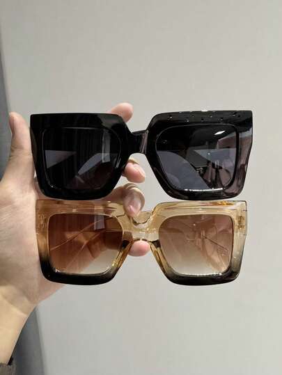 2pcs Geometric Full Frame Stylish Eyeglasses For Women, Suitable For Holidays, Shopping, Gatherings, Family Outings, Dates And Other Occasions, Fits Various Face Shapes