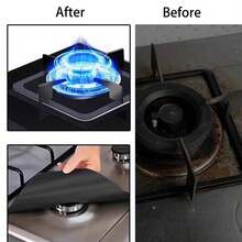 4pcs Heat Resistant, Oil-Proof, Reusable Gas Stove Burner Covers, Black And Silver With Raised Edges To Prevent Oil Stains And Spills - View 6