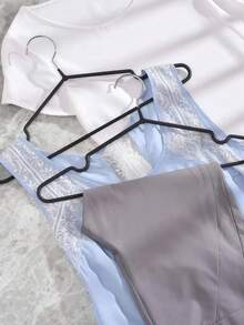 1pc/10pcs/20pcs/40pcs/60pcs Adult Seamless Non-Slip Stainless Steel Clothes Hangers, Home Use - Black - View 5