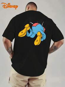 Disney Men's Casual T-Shirt, Double-Sided Goofy Print, Funny Breakthrough Design, Comfortable Soft Fabric, Perfect For Fans & Daily Wear - Black - View 2