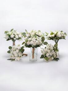 象牙色人造花束，伴娘花束，婚礼仪式，派对，周年纪念，餐桌中心装饰 - 彩色 - 查看 3