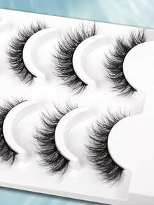 4 Pairs Mixed 2 Styles, 5-13mm Length Black Messy Crossing Dense Short Eyelashes, Suitable For Daily Wear - 黑色 - 查看 2