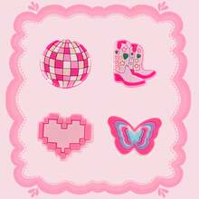 30/50/100 pièces Breloques à chaussures roses aléatoires, convenant aux filles et aux adolescentes, décorations mignonnes pour sabots et sandales, cadeaux raffinés, pendentifs pour bracelets/bracelets de cheville, faveurs de fête - Multicolore - Voir 4