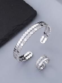 1pc Fashionable Minimalist Elegant Cubic Zirconia Women's Bracelet, Women's Jewelry, Gold-Plated Bracelet, Silver-Plated Bracelet, Daily Wear, Valentine's Day Gift, Ramadan Distribution, Ramadan Dishes, Eid Al-Fitr Gift, Eid Al-Fitr Giveaway - Style a Silver - View 9