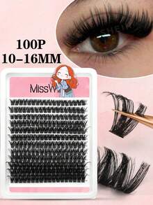 Waloshow 12 Pairs 10-16MM Mixed Natural Segmented False Eyelashes, Thick & Curly, For Daily Wear & Party - D - View 3