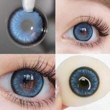 AMARA 1 Pair Grey-Blue Color Disposable Lens, 14.5mm, Suitable For Halloween Costumes - DIAMOND-bLUE - View 5
