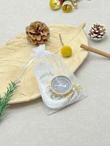 穆斯林节日礼品套装 - 仿珍珠手链配指南针，适合日常佩戴，附赠贺卡 - 彩色 - 查看 10