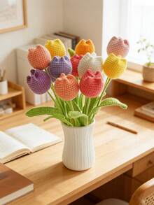 Handgefertigte gehäkelte Blume, künstliche geflochtene Sonnenblume, konservierte Blume, perfektes Geschenk zu Weihnachten, Geburtstag, Hochzeit, Abschluss, Lehrertag. Geeignet für Restaurant, Zimmer, Schlafzimmer Dekoration, Feiertagsgeschenke und Partydekorationen, Valentinstag Heimdekoration. - Verschiedenfarbig - Übersicht 1