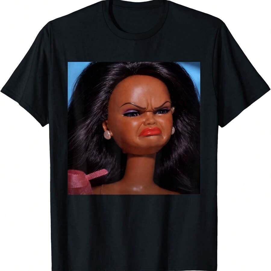 Angry Disgusted Black Doll Face Meme Reaction Meme Funny T-Shirt - màu đen - Xem 1