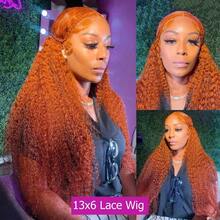 NARNI 36 Inch Ginger Wig Human Hair 250% Density 13x6 Deep Wave Lace Front Wigs Human Hair Wet And Wavy Ginger Orange Lace Front Wigs Human Hair Brazilian Virgin HD Transparent Lace Frontal Wig Pre Plucked Glueless Curly Human Hair Wig 350# Colored Wig - S350 - 查看 7
