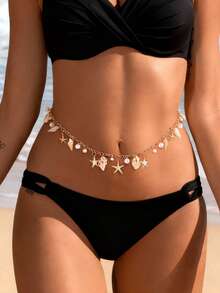 Ocean Breeze Sea Star Sexy Waist Chain Women's Beach Faux Pearl Casual Vacation Body Chain - Multicolor - View 12