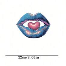 1片/2片/3片装闪光唇印熨烫贴片，带心形图案，适用于T恤、牛仔裤、毛衣、手提包、枕头、靠垫等。 - L - 查看 8