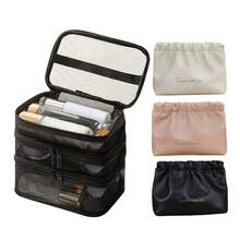 2pcs Multifunctional Large Capacity Women Cosmetic Bag, Makeup Organizer Pouch - Multicolor - View 3