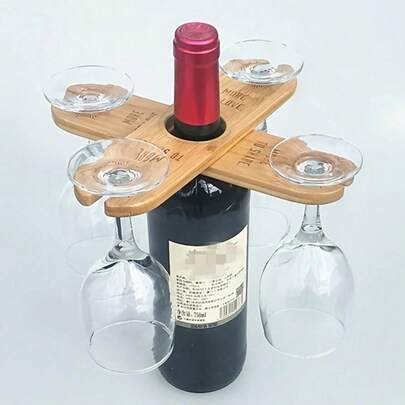 Bộ 1/2/3 giá đựng rượu bằng gỗ, đồ thủ công mỹ nghệ sáng tạo và cá nhân hóa, món quà lý tưởng cho người yêu rượu, phụ kiện quầy bar - đựng được 1 chai và 2 ly, đồ dùng cắm trại, đồ dùng tiệc tùng, họp mặt bạn bè, bữa tối gia đình.