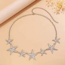 Starfish Flower Waist Chain Pearl Accessories Bohemian Versatile Belt Women's Dress High-End Dress With Waistband Metal Retro - Gold - View 8