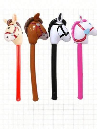 1 pieza Palo con cabeza de caballo inflable, juego de actuación en el escenario de PVC marrón/negro/blanco/rosa, accesorio de entretenimiento, palo con cabeza de caballo inflable, juego de fiesta, regalo de fiesta, juego de equipo, juego al aire libre, regalo del Día de San Valentín