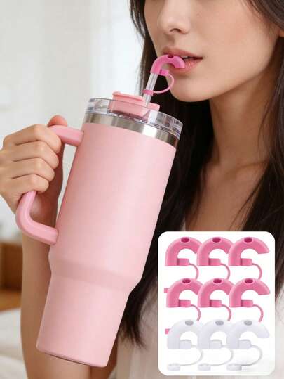 2 pezzi/1 pezzo Tappi riutilizzabili in silicone anti-grinze per cannucce, Coperture in silicone per cannucce con aspirazione laterale, adatte per cannucce in acciaio inossidabile da 10 mm, metallo e vetro