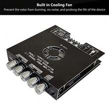ZK-HT21 2x160W+220W Placa Amplificadora de Potencia de 2.1 Canales AUX Bluetooth 5.0 USB Amplificador de Audio Estéreo Placa Amplificadora de Subwoofer Ventilador de - como en la foto - Ver 5