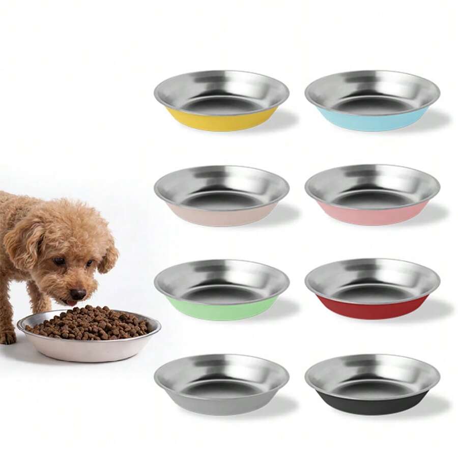 shuo ni mao yi Stainless Steel Dog Bowl Anti-Overturning Pet Bowl Cat Bowl Food Bowl Water Bowl Silicone Bottom Anti-Slip Pet Food Basin Stainless Steel Material Easy To Clean Cat Food Bowl Dog Food Bowl - 500ml - View 1