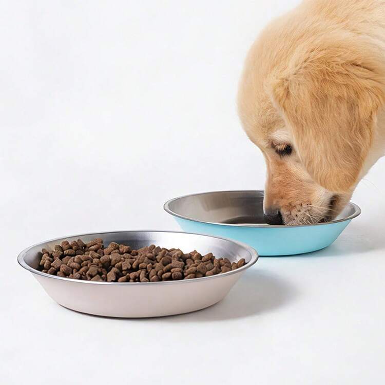 shuo ni mao yi Stainless Steel Dog Bowl Anti-Overturning Pet Bowl Cat Bowl Food Bowl Water Bowl Silicone Bottom Anti-Slip Pet Food Basin Stainless Steel Material Easy To Clean Cat Food Bowl Dog Food Bowl - 500ml - View 2