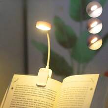 1 pieza Luz LED para libros con clip, lámpara de lectura portátil, alimentada por batería, 3 colores ajustables, lámpara de escritorio mini suave y regulable que cuida la vista - Luz de lectura - Ver 3
